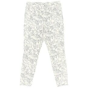 Tribal Womens Floral Print Ankle Pant White Dark Grey Slim Fit Size 8 NWT